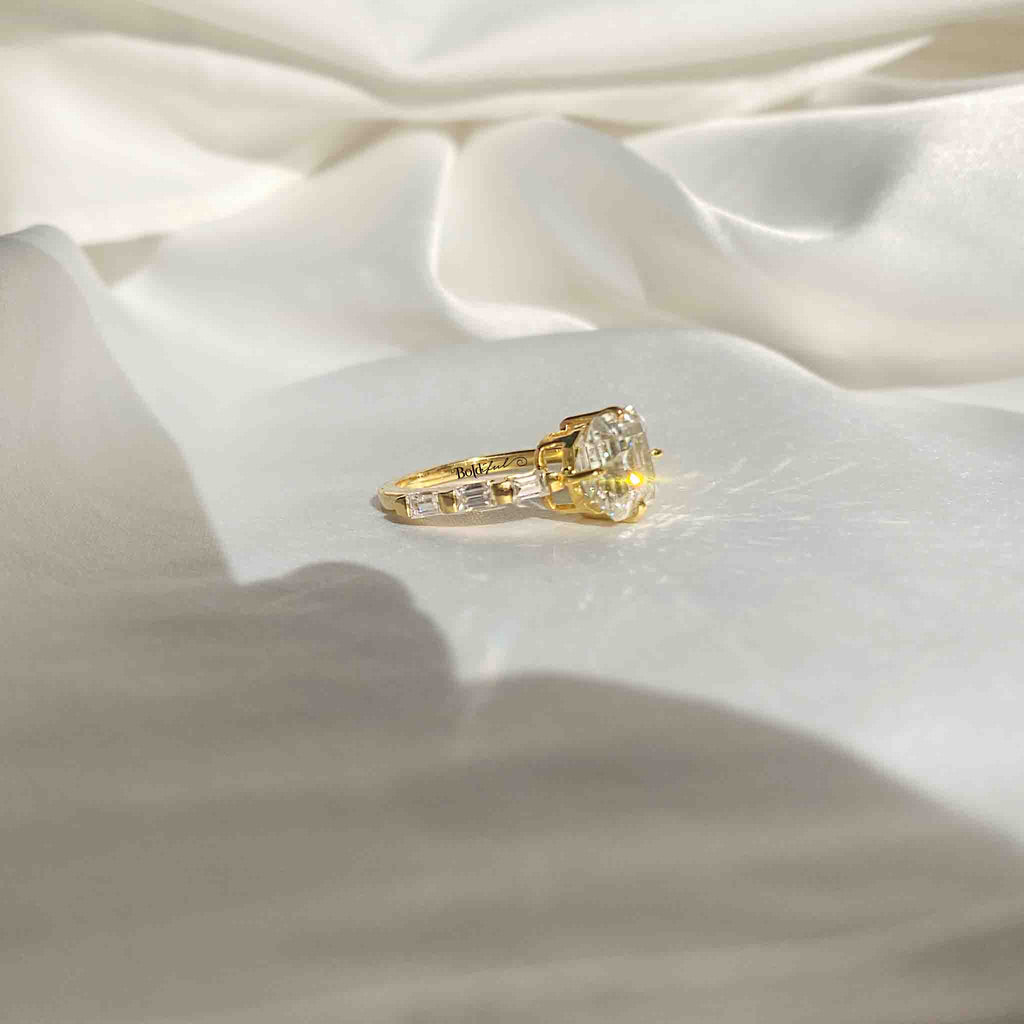 Spiffy Asscher Cut Moissanite Ring - Boldiful
