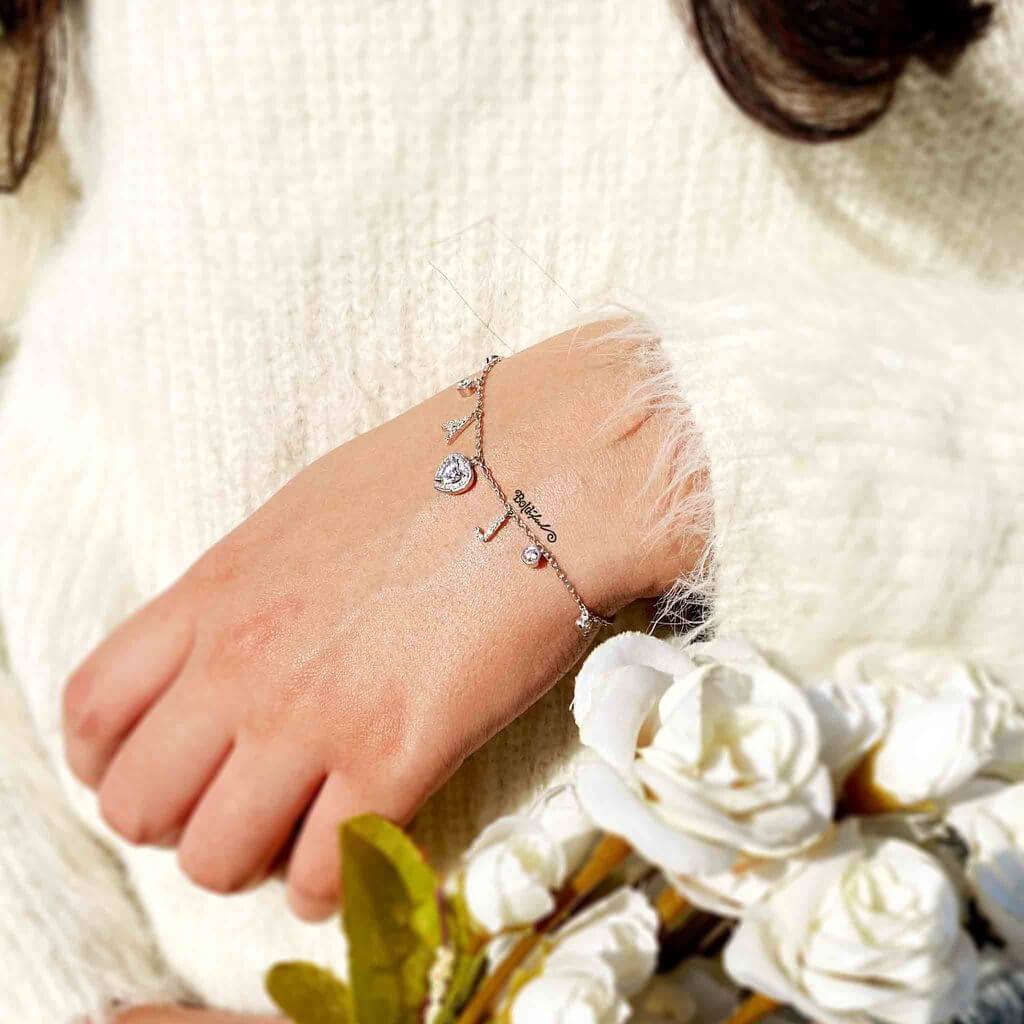 Sway Initials Silver Charm Bracelet - Boldiful