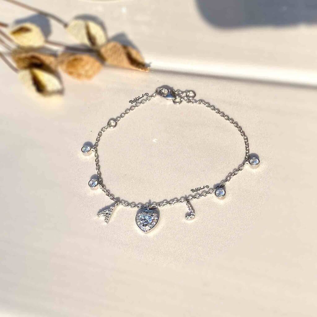 Sway Initials Silver Charm Bracelet - Boldiful