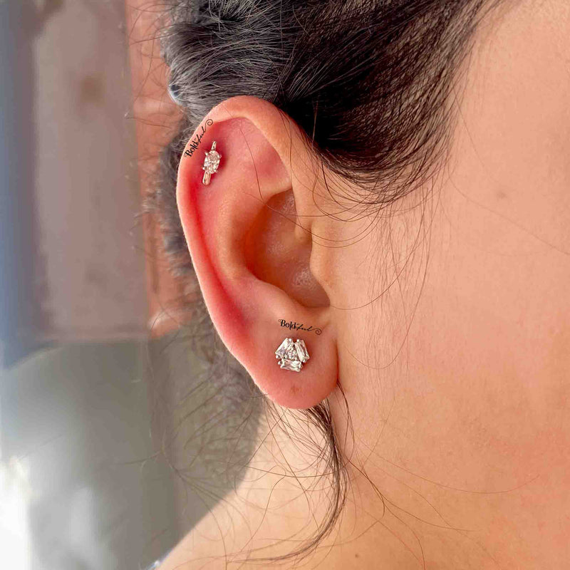 Swerve Helix Silver Earstuds - Boldiful