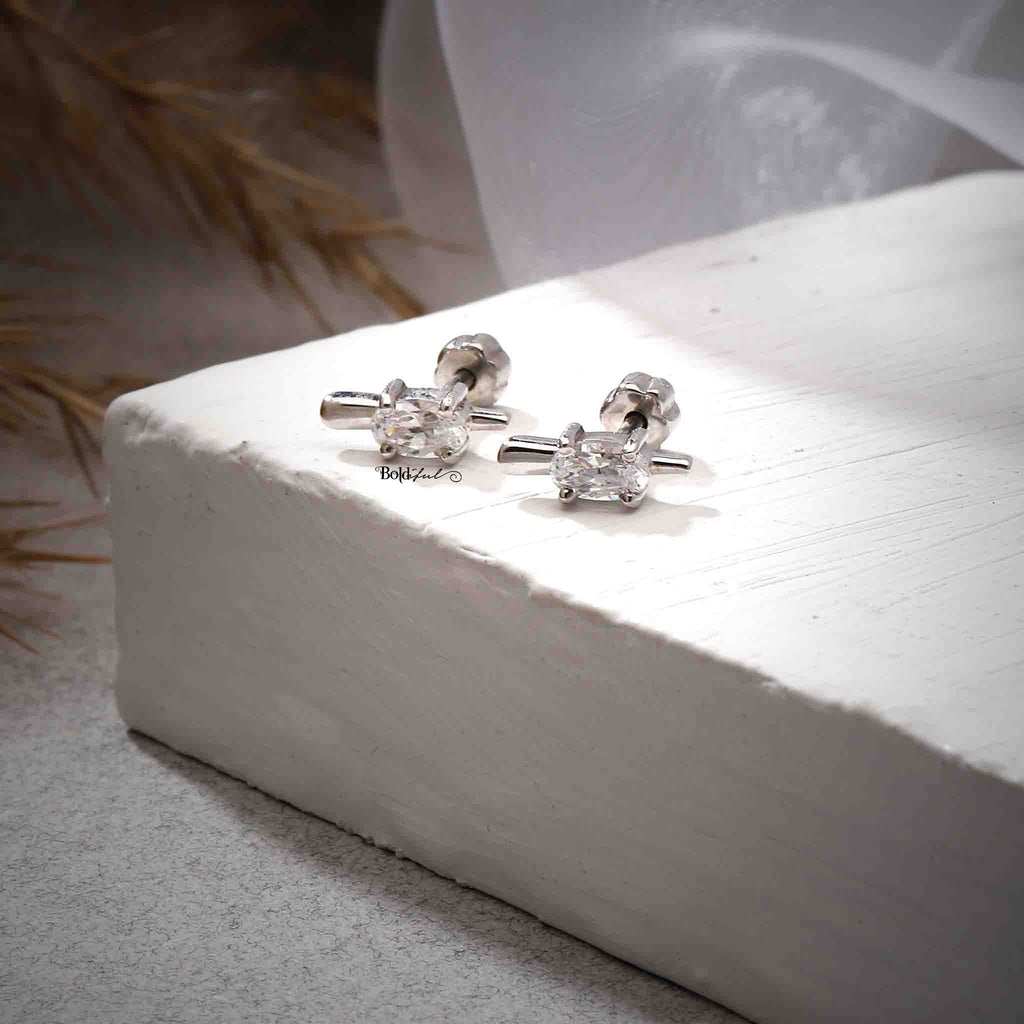 Swerve Helix Silver Earstuds - Boldiful