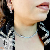 Tennis Silver Necklace with Earrings - Boldiful