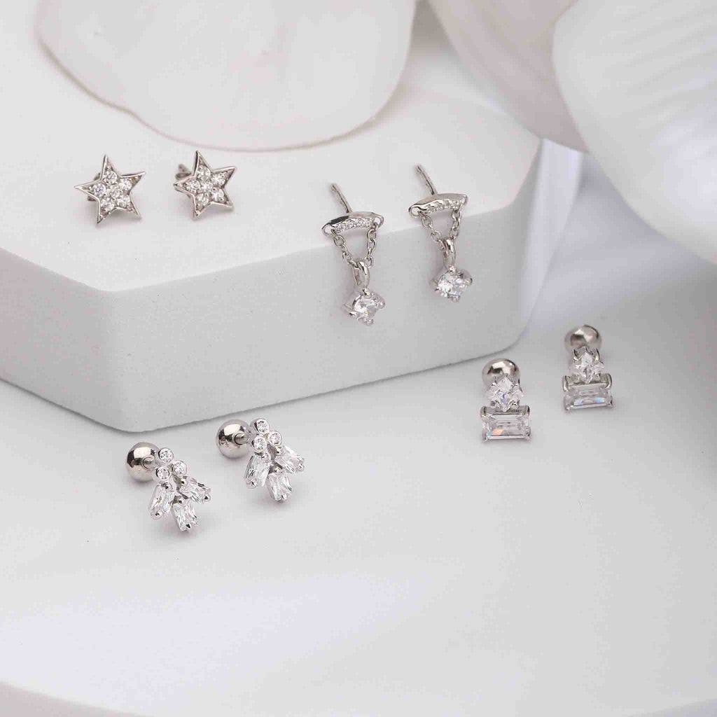 Vivid Silver Earstuds - Boldiful