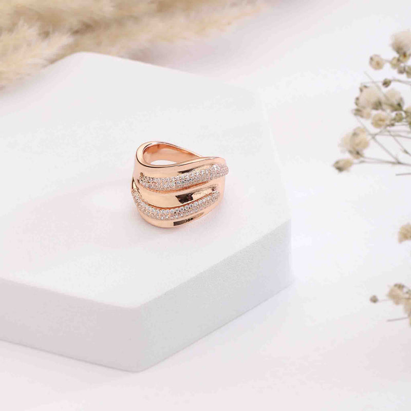 Wave Cocktail Silver Ring -  Boldiful