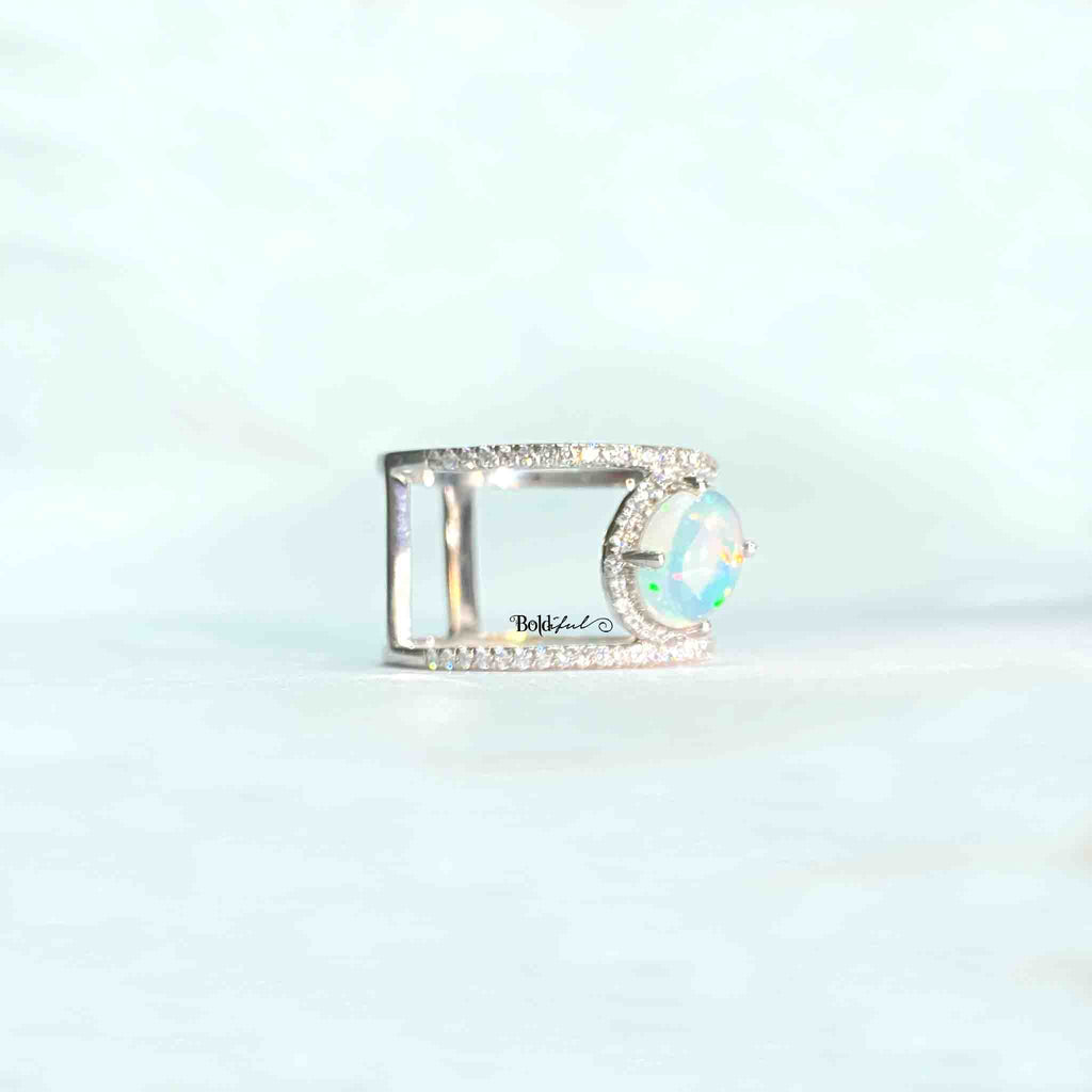White Fire Opal Ring - Boldiful