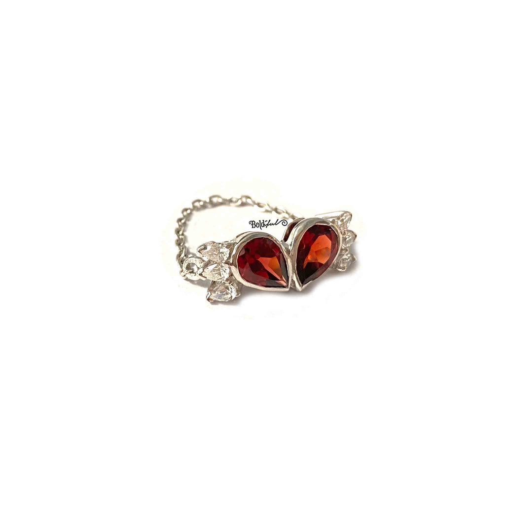 Wings Garnet Chain Ring - Boldiful