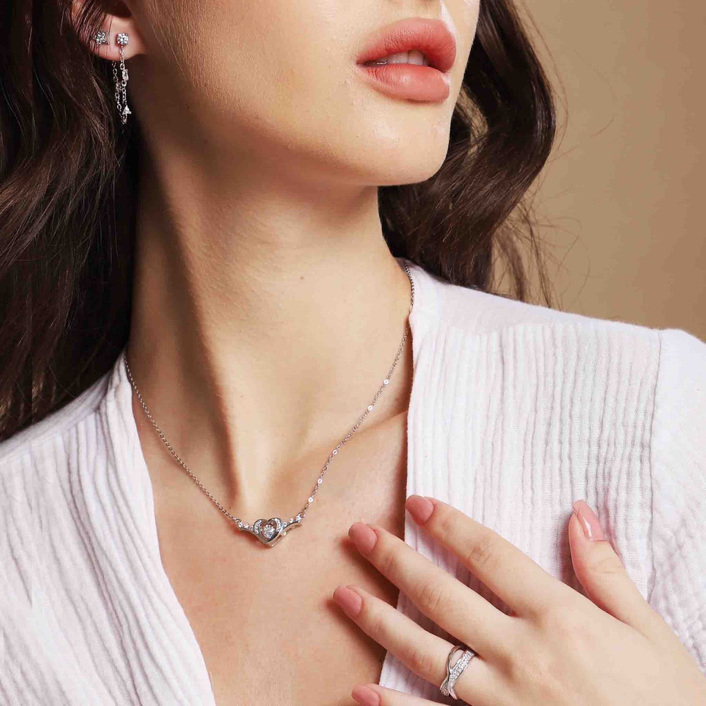 Wings Heart Silver Pendant  - Boldiful