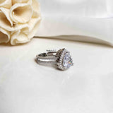 Zen Pear Cut Silver Ring - Boldiful