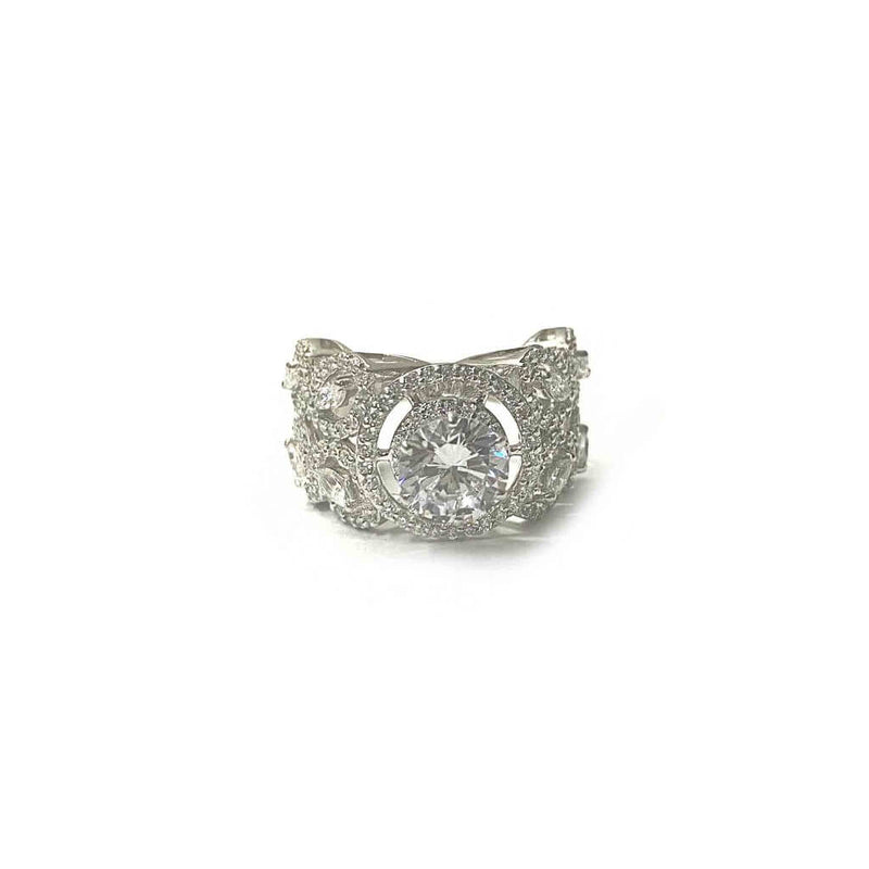 Zippy Big Solitaire Silver Ring - Boldiful