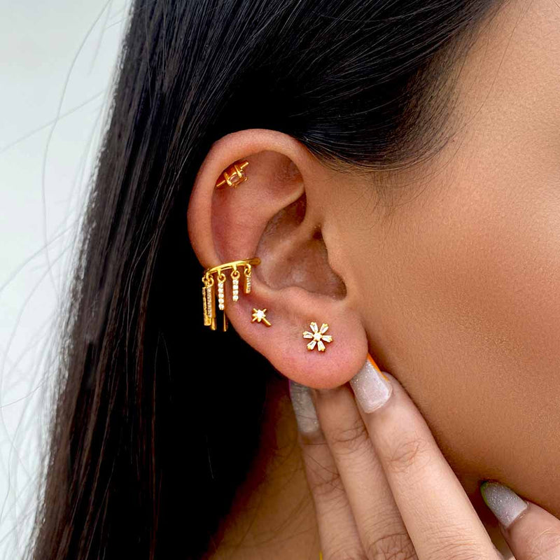Ethnic 18kt Gold Upper Ear Earrings Barbells Piercing Jewellry India  Piercing - Etsy