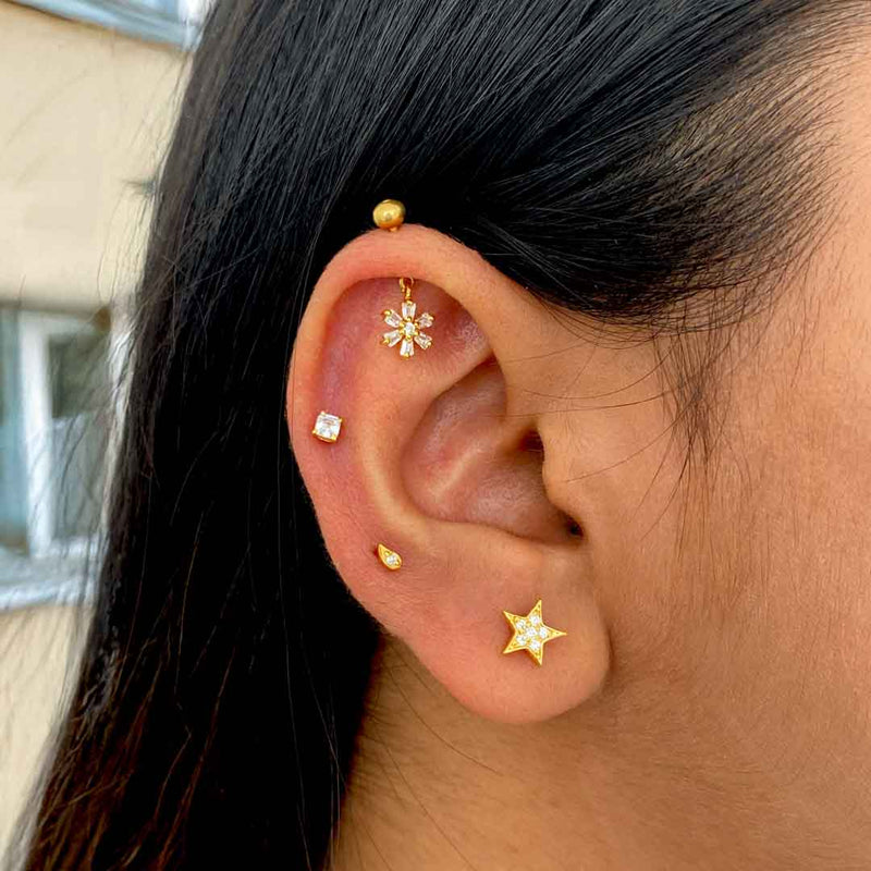 Aster Drop Helix Earrings