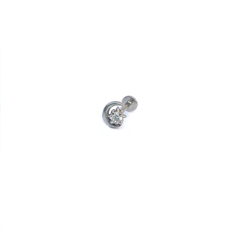 Crescent Moon Silver Nose Pin