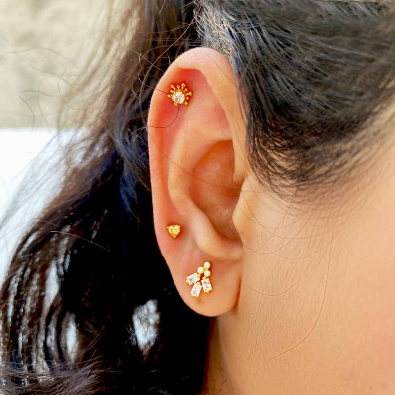 CZ Helix Piercing Tiny Helix Earring Hoop Dangling Diamond Silver Cartilage  Earring : Amazon.co.uk: Handmade Products