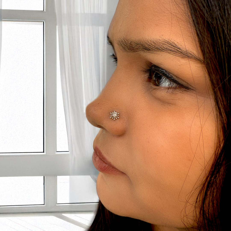 Dandelion Silver Nose Pin