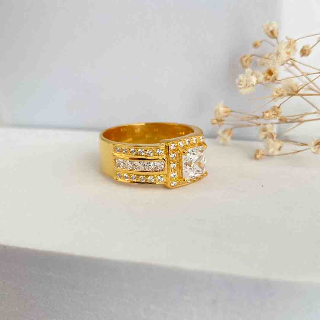 Buy Red Zircon Gold Plated Cocktail Ring Online - Unniyarcha