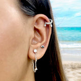 Double Drop Silver Hoops