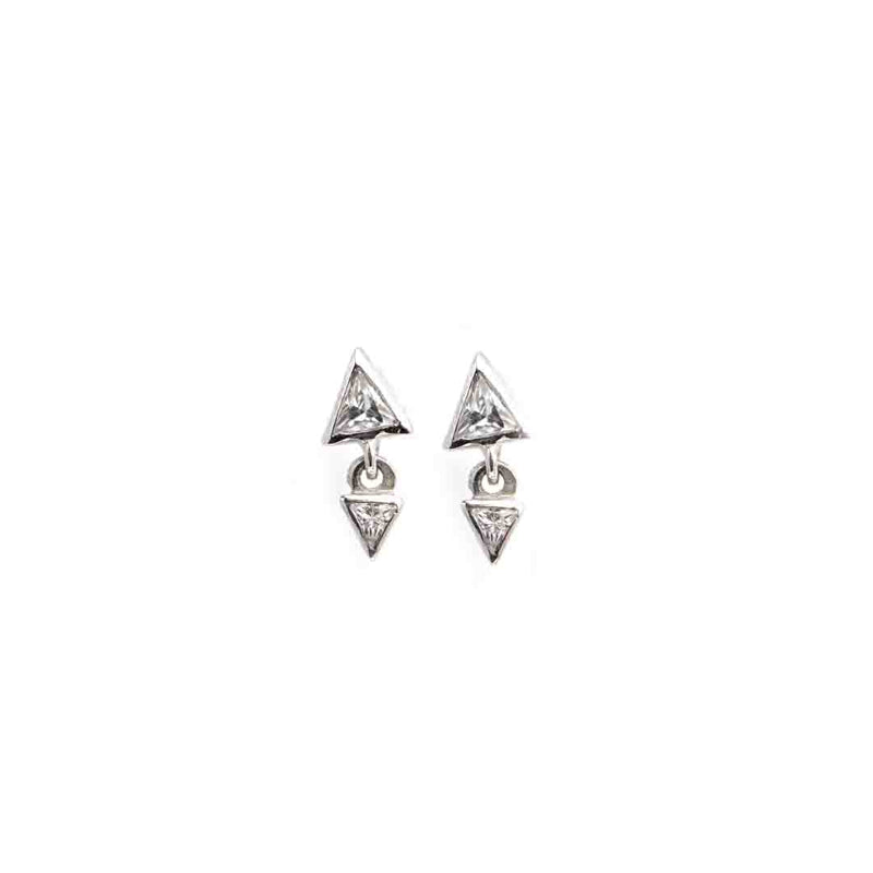 Double Triangle Silver Earrings