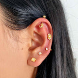 Elongated Baguette Silver Studs