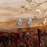 Elongated Baguette Silver Studs