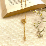 Flower Long Drop Silver Mangalsutra