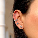 Glam Baguette Silver Ear Cuffs