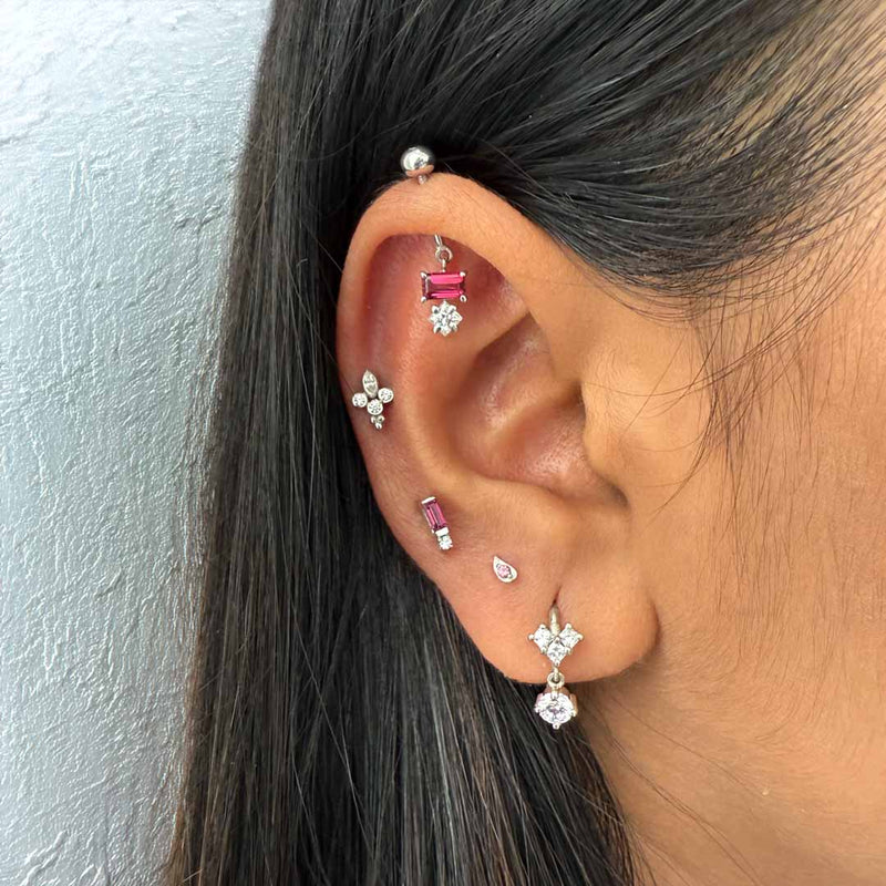 Heart Drop Silver Hoops