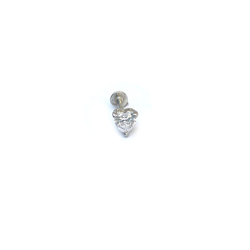 Heart Silver Nose Pin
