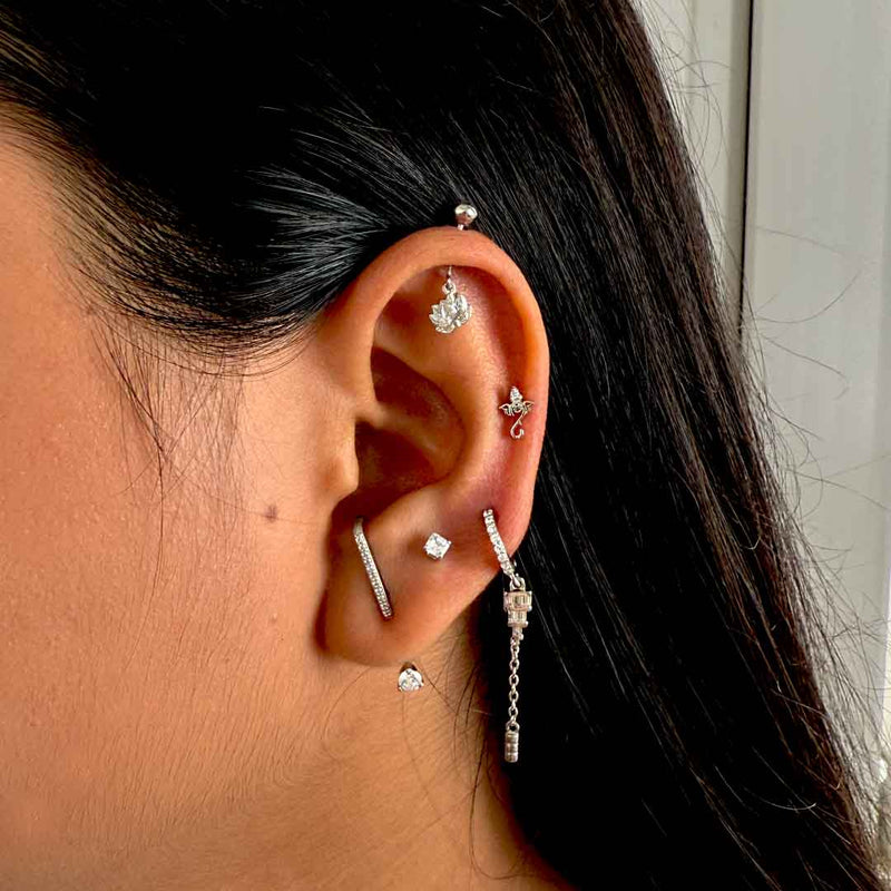 Lotus Drop Helix Earrings