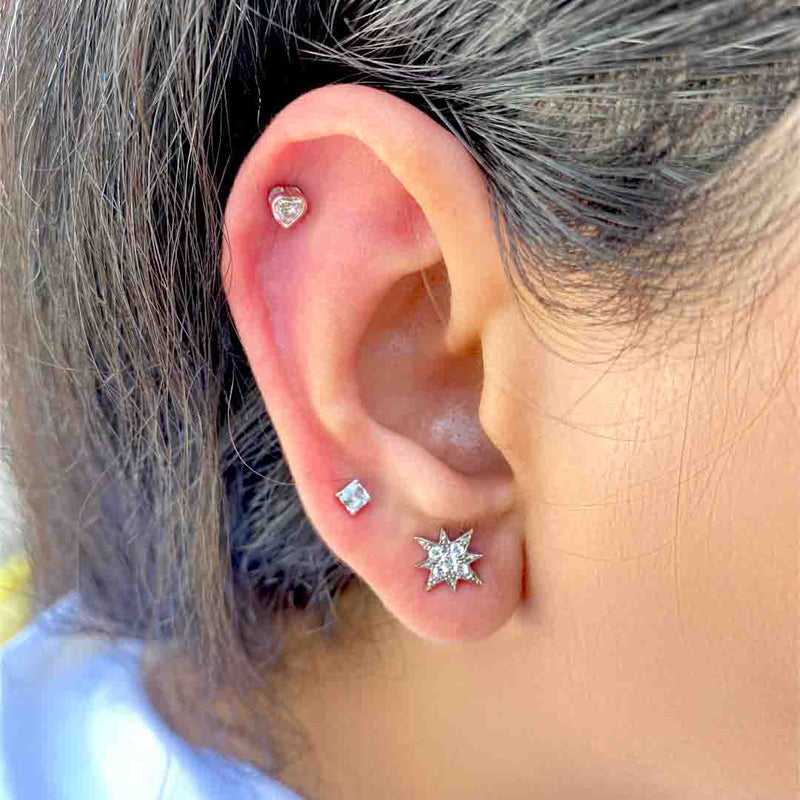 Buy Geometric Helix Earrings, Solid Gold Helix Piercing, Cartilage Hoop  Piercing, Helix Ear Piercing, Upper Ear Piercing, Upper Helix Piercing  Online in India - Etsy