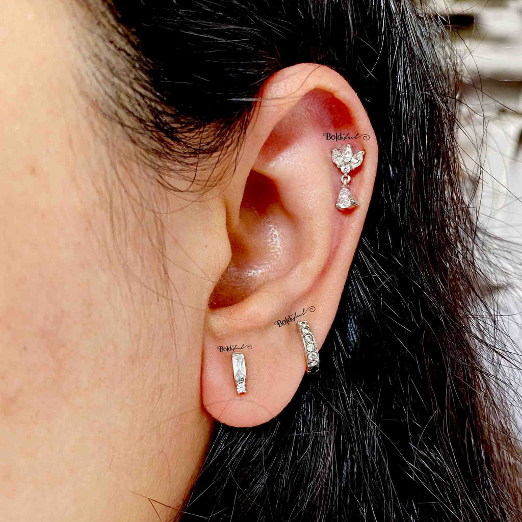 WIDTH CAPTION67WI6 Fashion Jewelry Silver Black Daith Conch Snug Helix  Cartilage Tragus Nose Ring Ear Stud Ear Piercing Tragus Earrings | Lazada PH