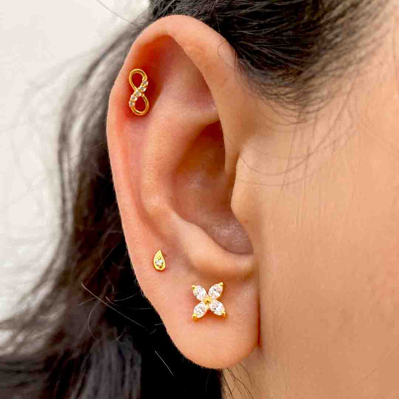 Real Gold Plated Star & Moon Sparkle Huggie Hoop Earrings For Women By -  Accessorize India