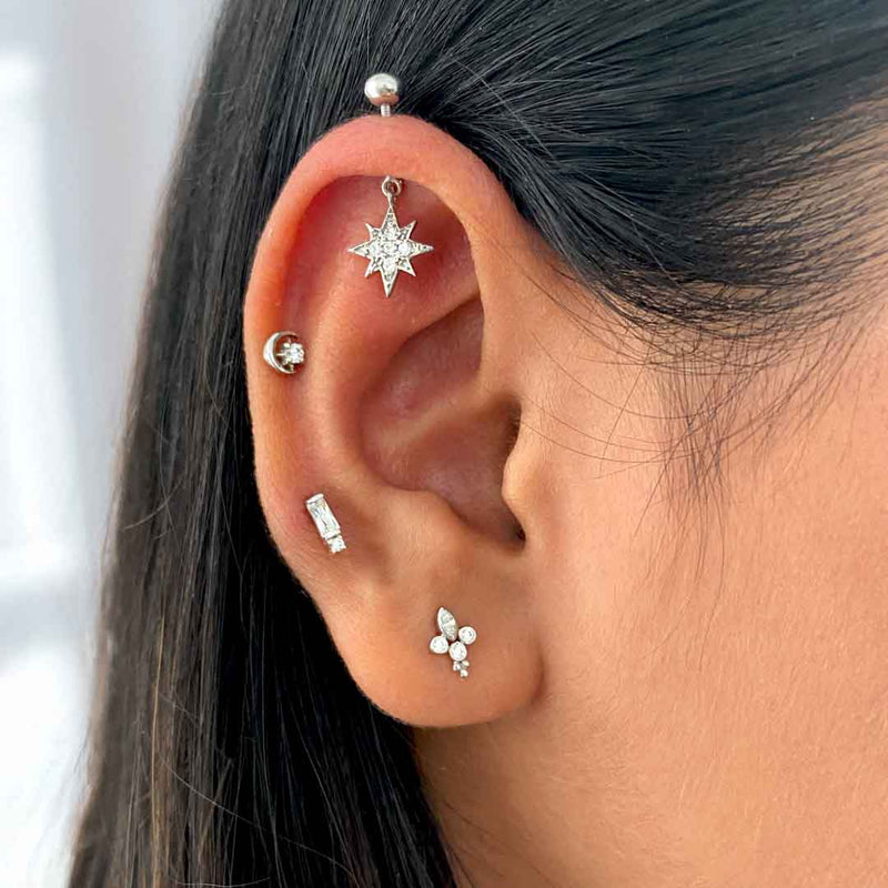 Exclamation Silver Helix Earstuds
