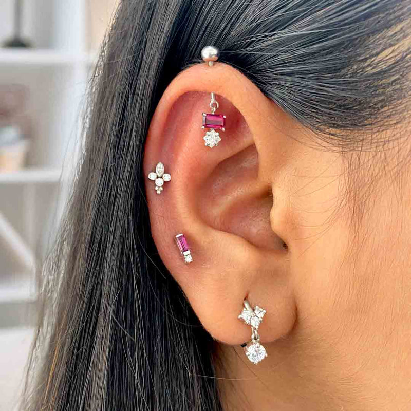 Exclamation Silver Helix Earstuds