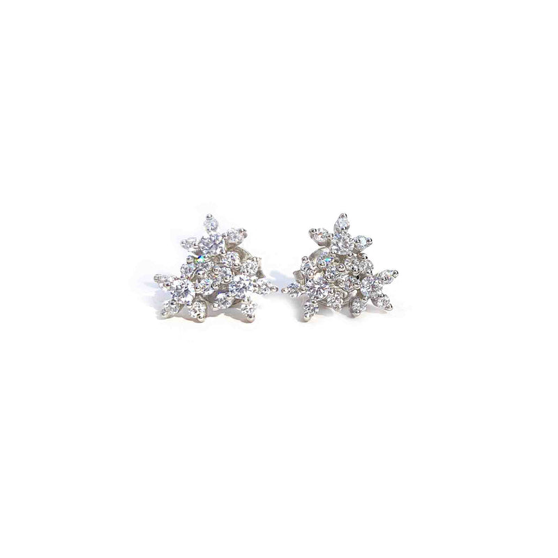 Allure Flower Cluster Silver Studs - Boldiful