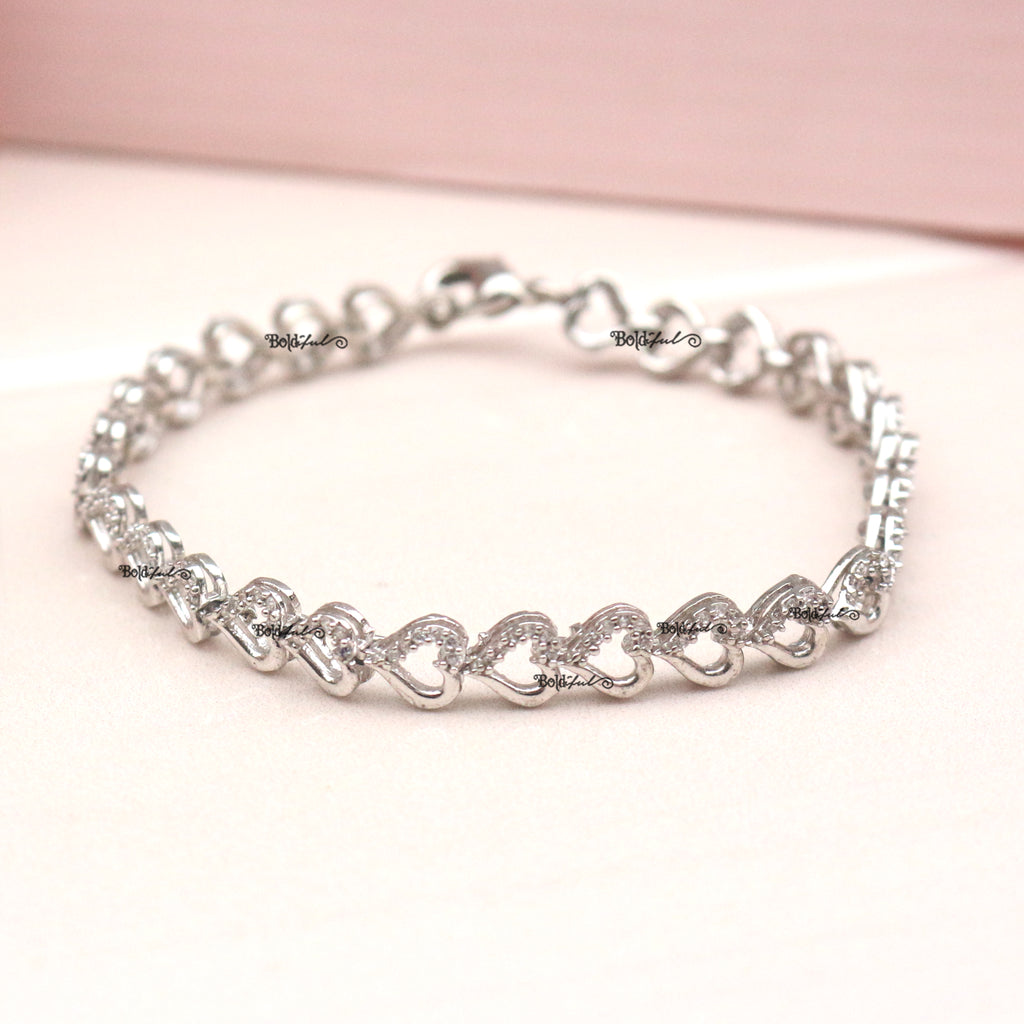 Amazon.com: 925 Sterling Silver Heart Link Chain Bracelet For Toddlers and  Little Girls 5