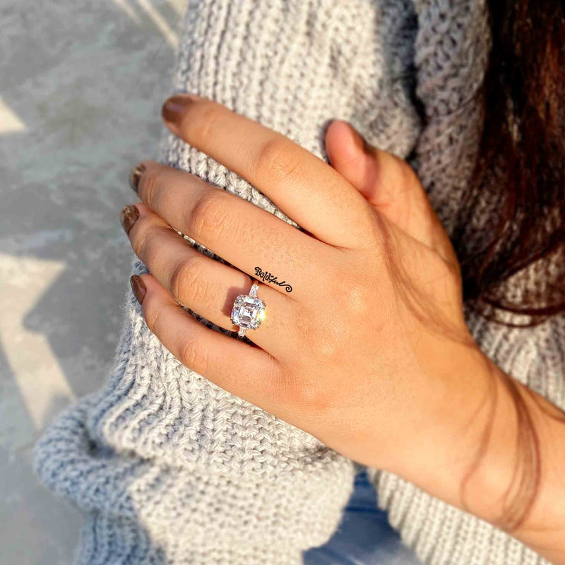 Argent Asscher Cut Silver Ring - Boldiful