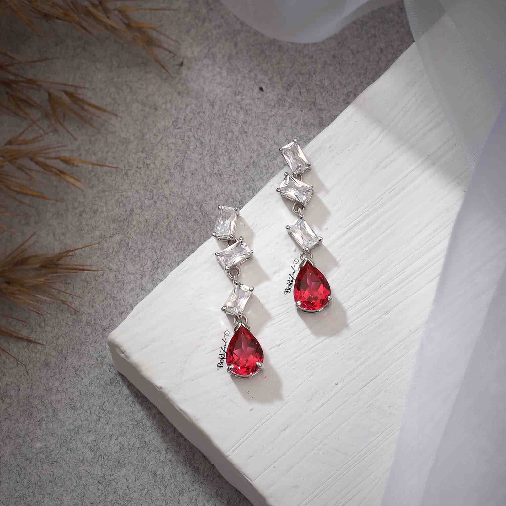 Buy Red Earrings, Valentines Gift, Siam Red Sterling Silver Earring,  Wedding Red Earrings, Dark Red Earrings Jewelry Set, Wife Gift Idea Online  in India - Etsy