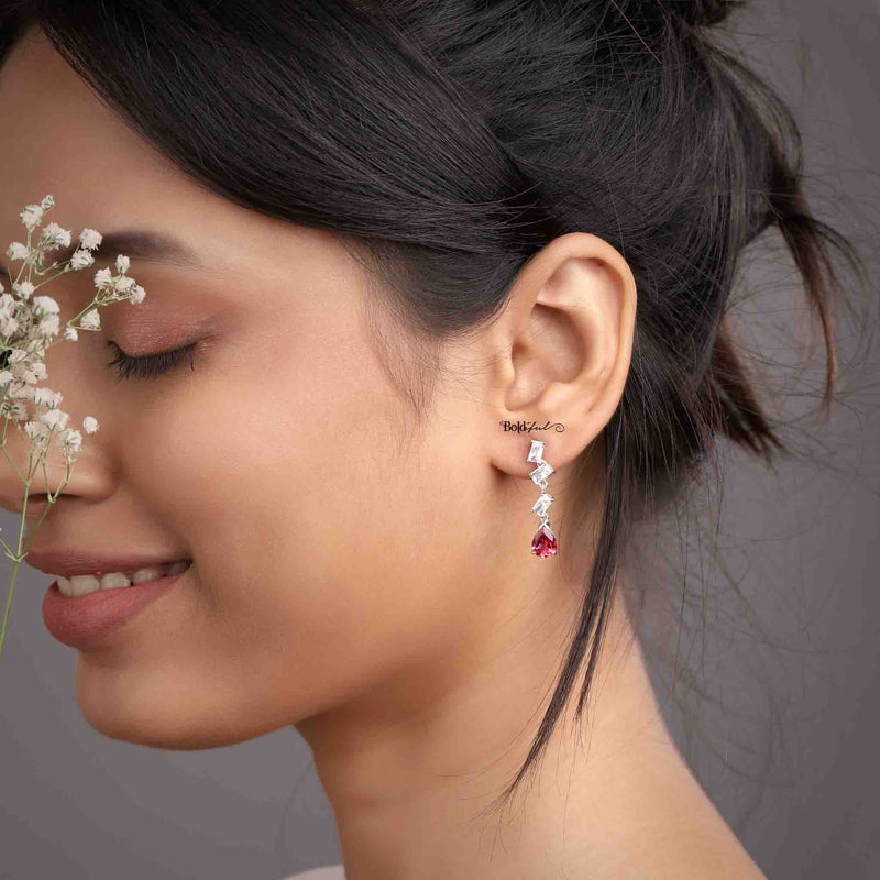 Asymétrique Pink Drop Earrings - Boldiful