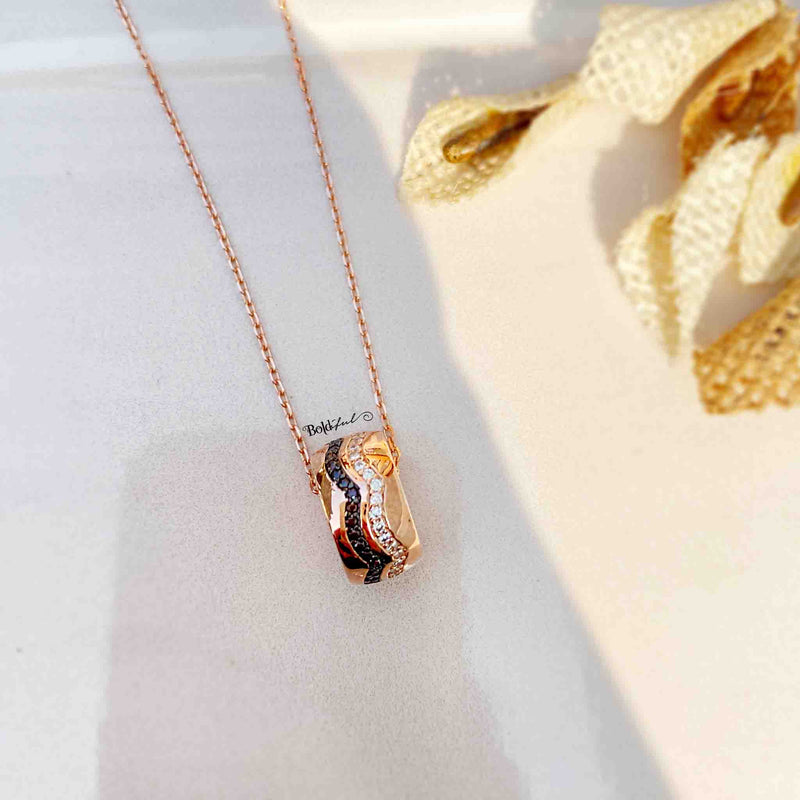 B & W Zirconia Silver Pendant - Boldiful