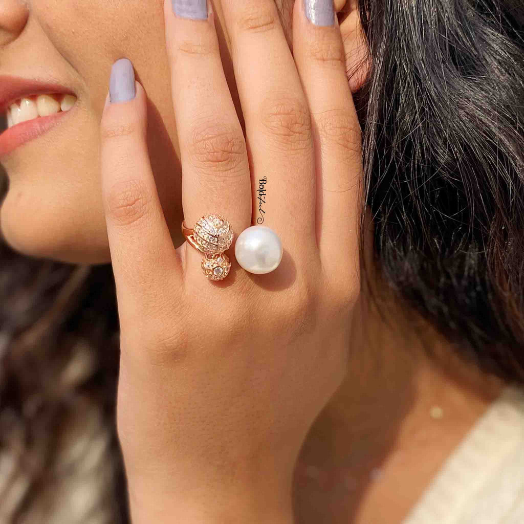 Baroque Pearl Silver Ring - Boldiful