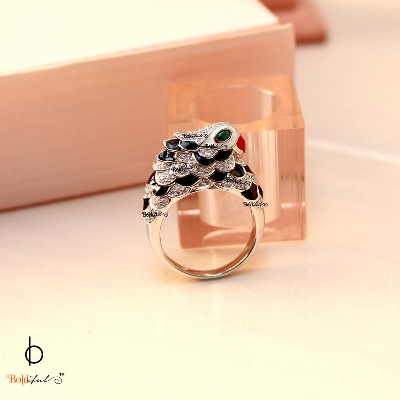 Birdie Zirconia Silver Ring - Boldiful