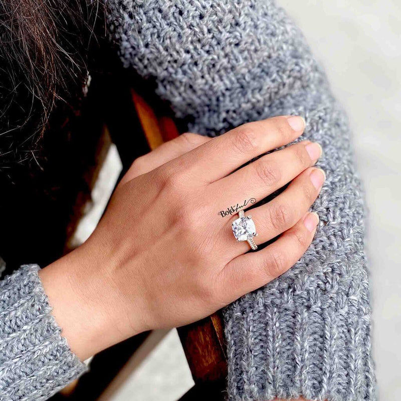 Bonny Cushion Cut Silver Ring - Boldiful