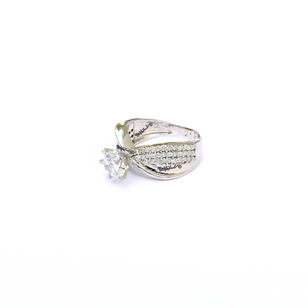 Bow Sterling Silver Solitaire Ring - Boldiful
