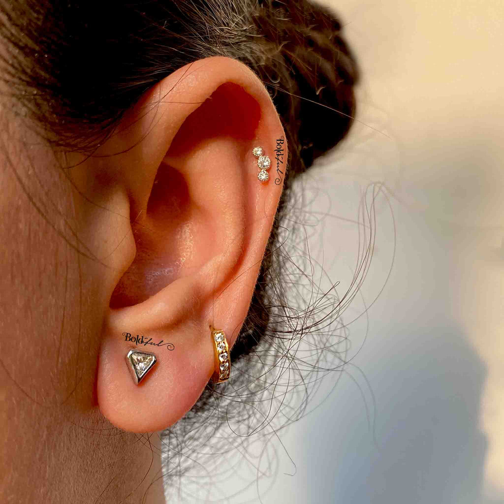 Silver Triple Dot Cartilage Helix Hoop Earrings – Wild Fawn Jewellery