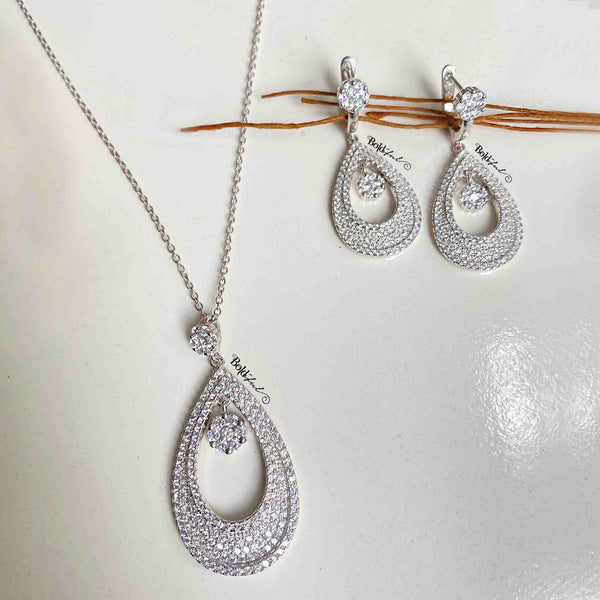 Swarovski® Crystal Studded Pendant Necklace - Silver