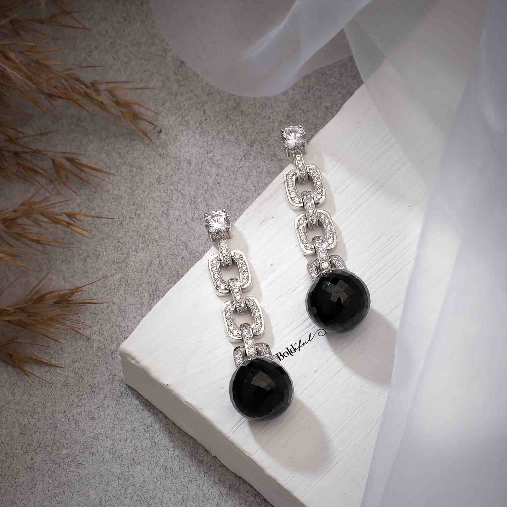 Clique Black Spinel Ball Drop Earrings