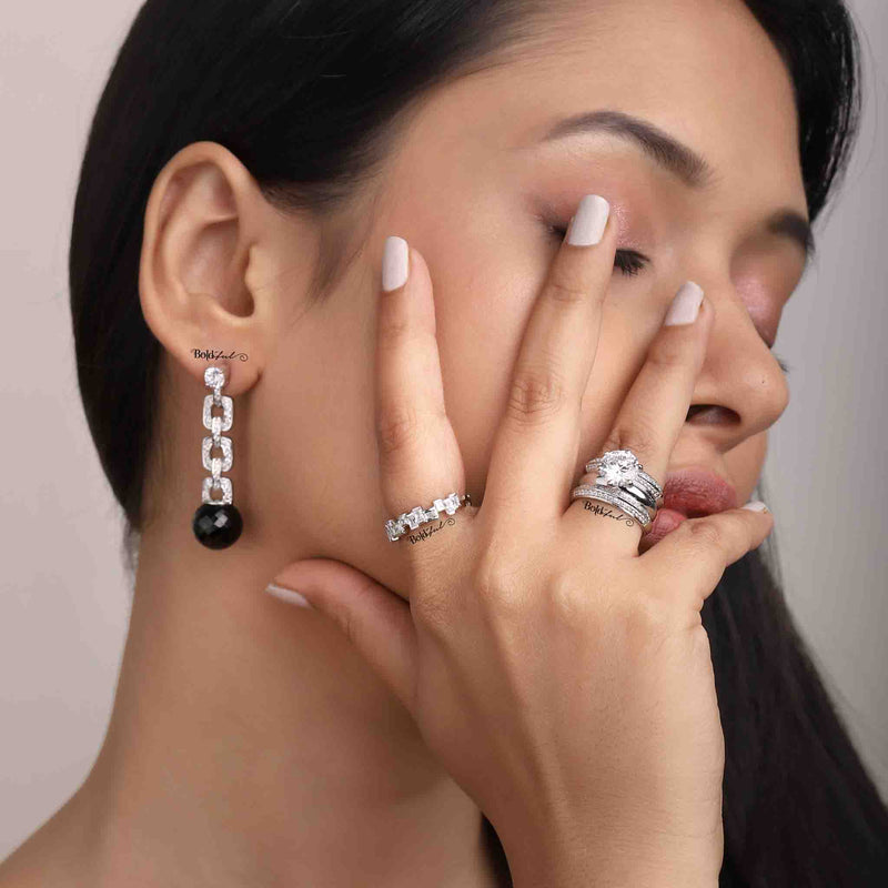 Clique Black Spinel Ball Drop Earrings