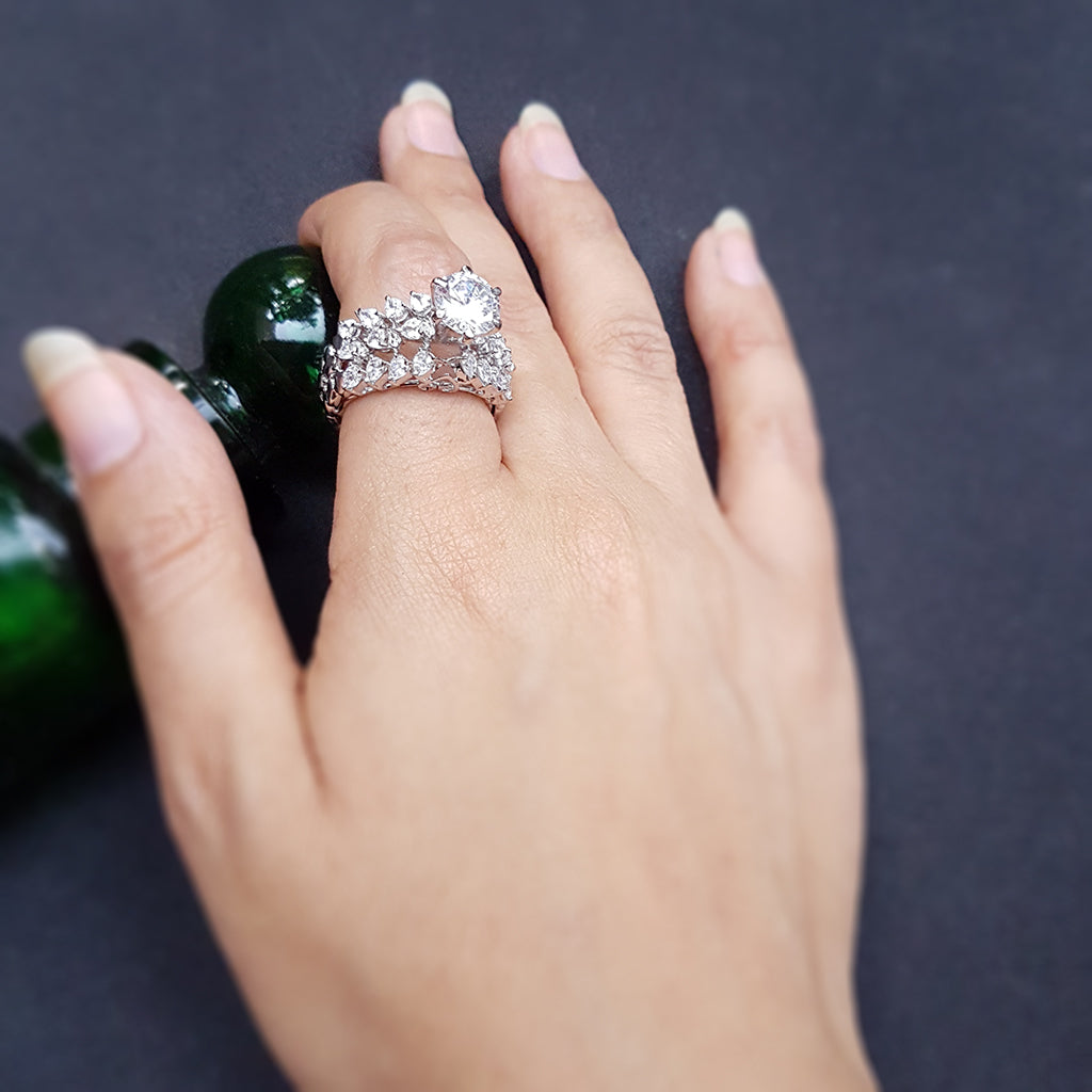 Diamond solitaire cocktail ring Clearance