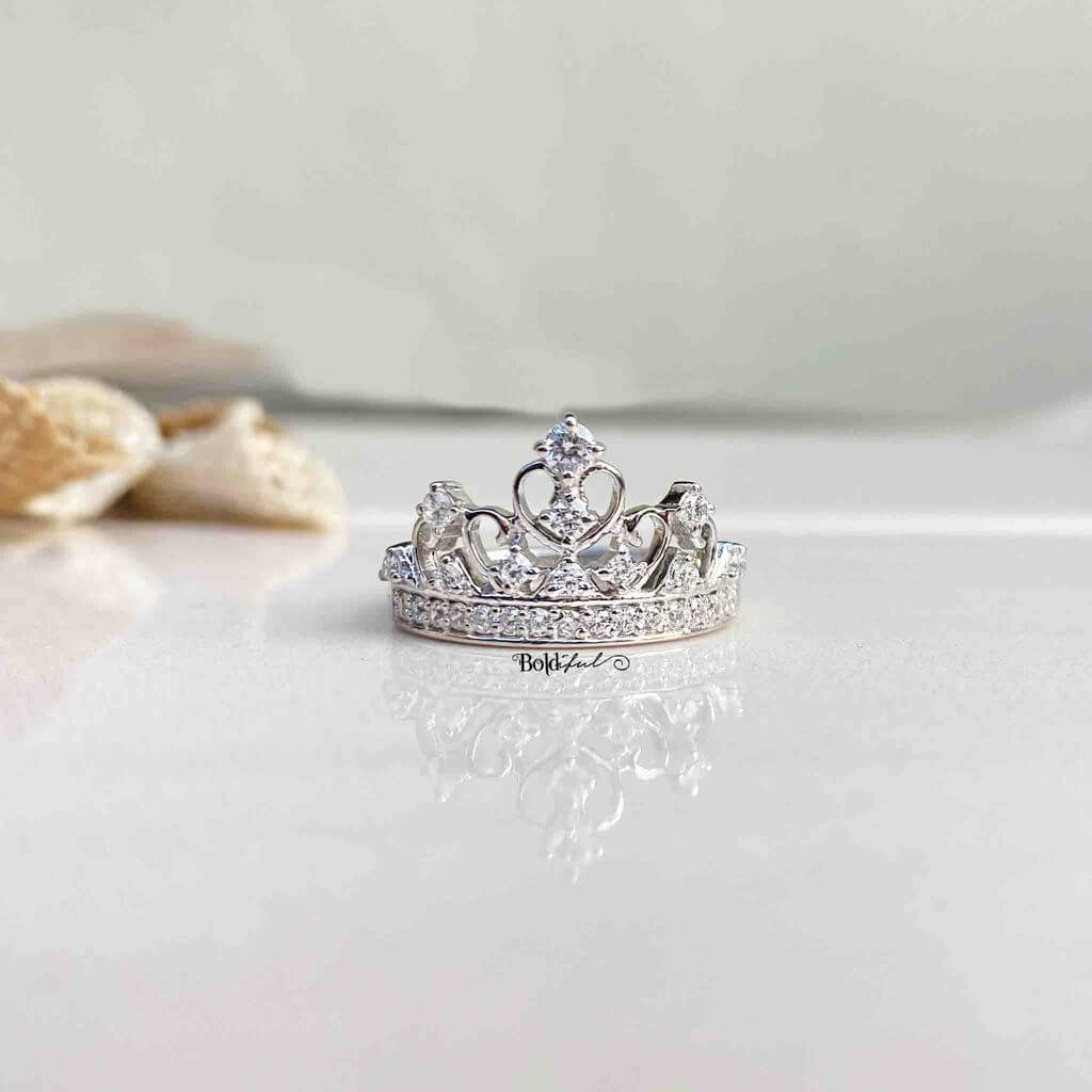 King & Queen,crown ring,crown ring set,gold crown ring,925k silver  decorated with high quality zircon – UNIQUENEWLINE