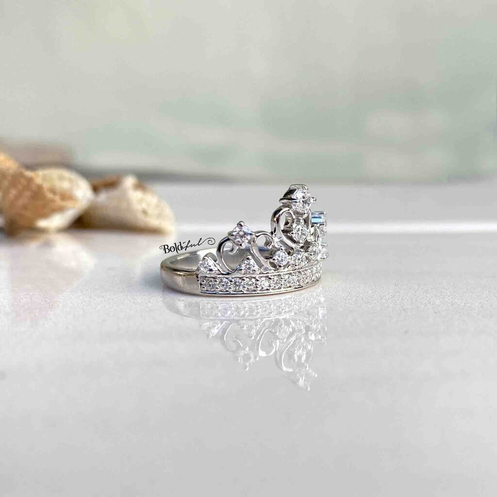 Crown Ring Sterling Silver Princess Ring - Etsy
